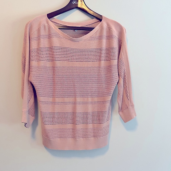 Pink sweater. See through. Cozy but good for the office! - Picture 1 of 3